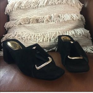 JEFFREY CAMPBELL black suede mules 8.5